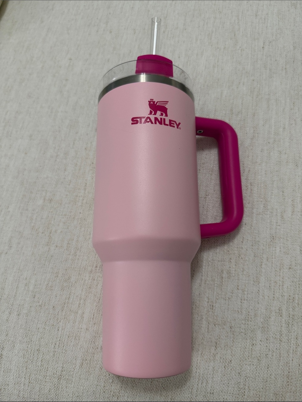 Stanley Light Pink Tumbler with Magenta Handle